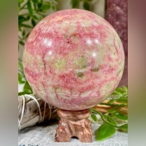2454 Rare Large Pink and Green Thulite Crystal Sphere
